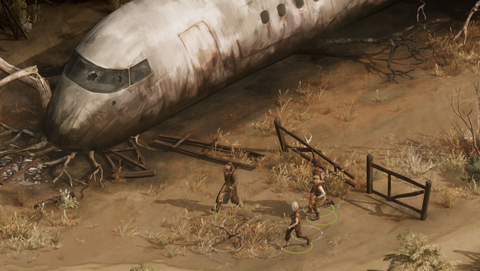 The crew outside an abandoned plane.