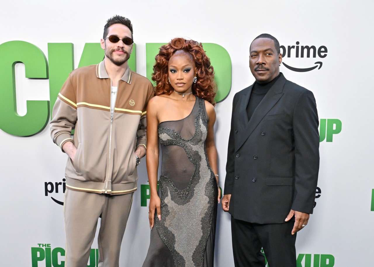 Pete Davidson, Keke Palmer and Eddie Murphy attend the World Premiere of Amazon MGM Studios' "The Pickup" at Regal LA Live on July 27, 2025 in Los Angeles, California.