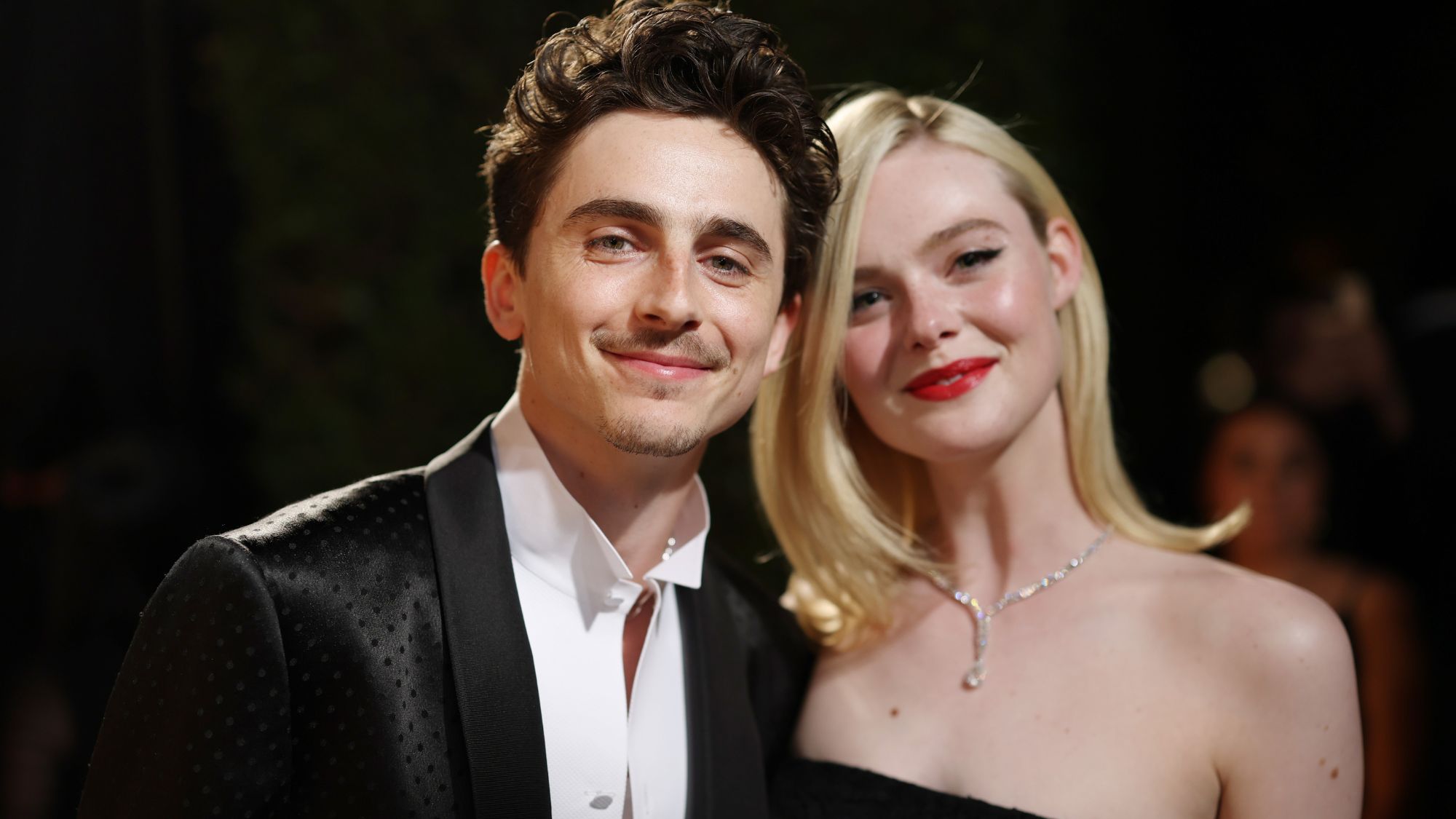 Timoth&eacute;e Chalamet and Elle Fanning in 2025