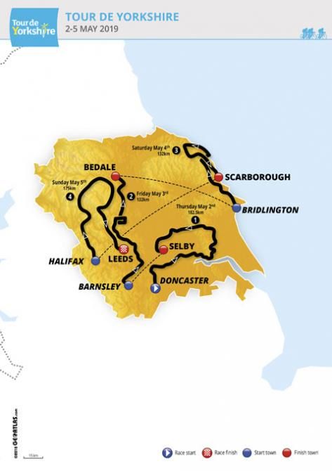 Tour de Yorkshire race map 2019