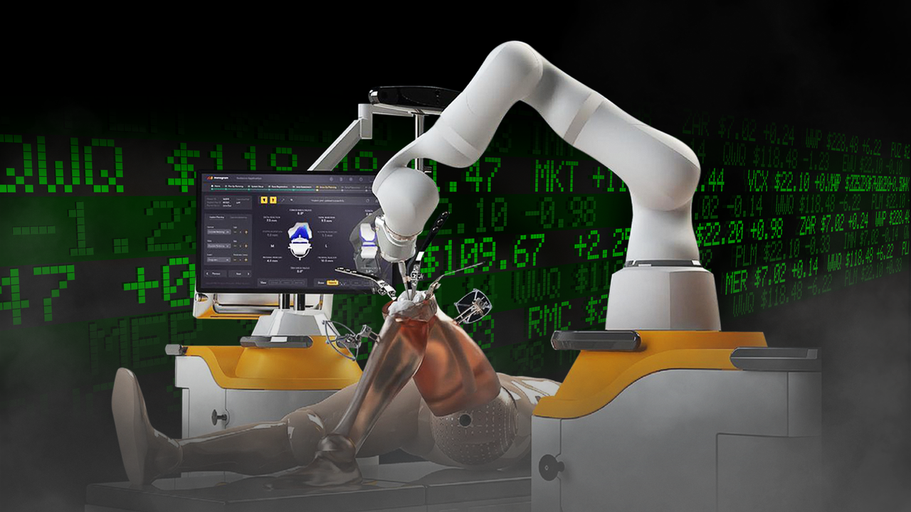 Robot doing a knee replacement surgery