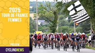 PLUMELEC, FRANCE - JULY 26: (L-R) Cecilie Uttrup Ludwig of Denmark and Team CANYON//SRAM zondacrypto, Franziska Koch of Germany and Team Picnic PostNL and a general view of the peloton competing during the 4th Tour de France Femmes 2025, Stage 1 a 78.8km stage from Vannes to Plumelec / #UCIWWT / on July 26, 2025 in Plumelec, France. (Photo by Szymon Gruchalski/Getty Images)