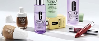 Clinique beauty products on a shelf