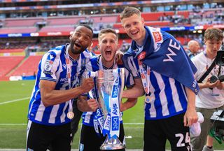 Sheffield Wednesday season preview 2023/24 Michael Ihiekwe, Will Vaulks and Michael Smith of Sheffield Wednesday celebrate with the trophy during the Sky Bet League One Play-Off Final between Barnsley and Sheffield Wednesday at Wembley Stadium on May 29, 2023 in London, England.