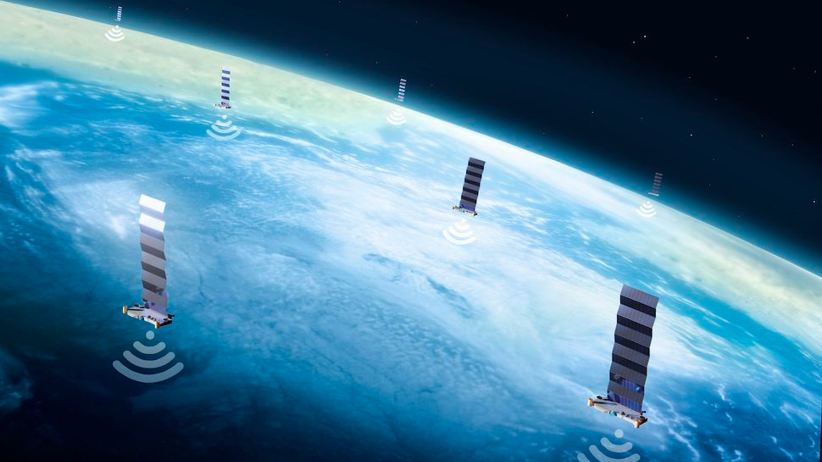 An artist's illustration of satellites orbiting Earth