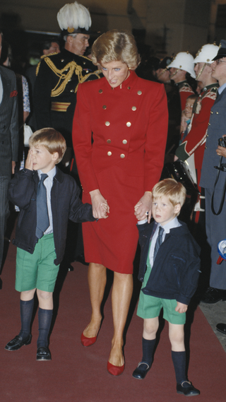 Diana, Princess of Wales (1961-1997), with her sons, Prince William and Prince Harry, at the Royal Tournament, Earls Court, London, England, Great Britain, 28 July 1988