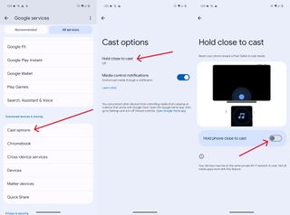 Steps to enable 'Hold Close to cast' on Pixel phone