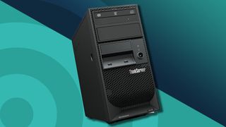 A Lenovo small business server, one of the best small business server options, against a techradar background