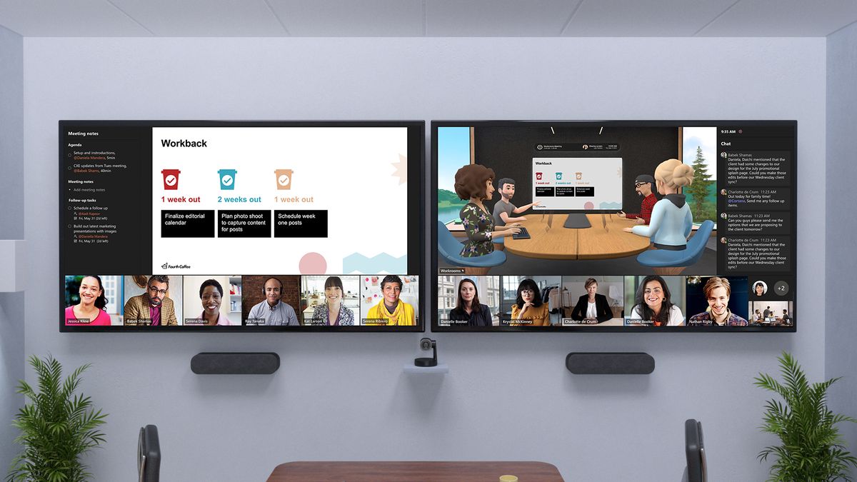 Microsoft Teams flat display on the Meta Quest Pro