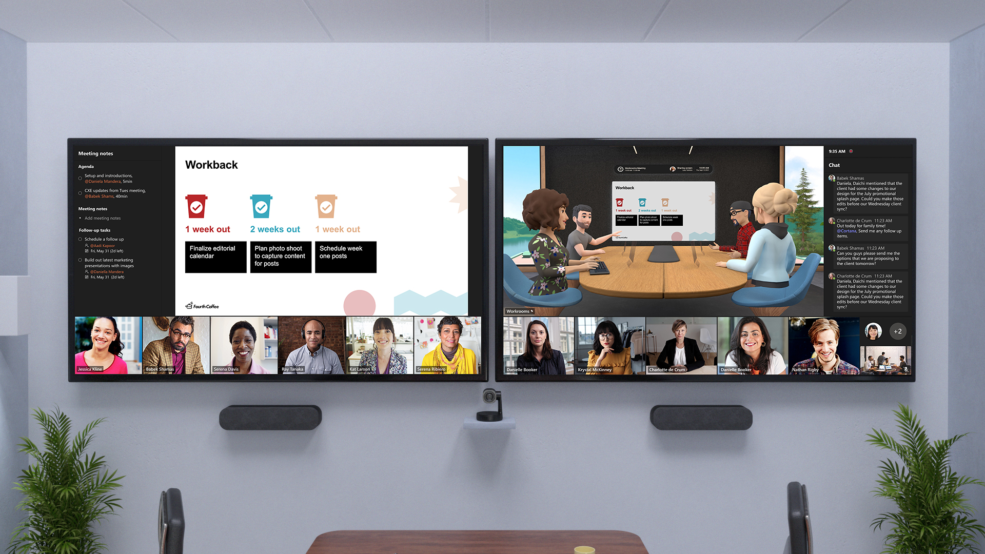Microsoft Teams flat display on the Meta Quest Pro