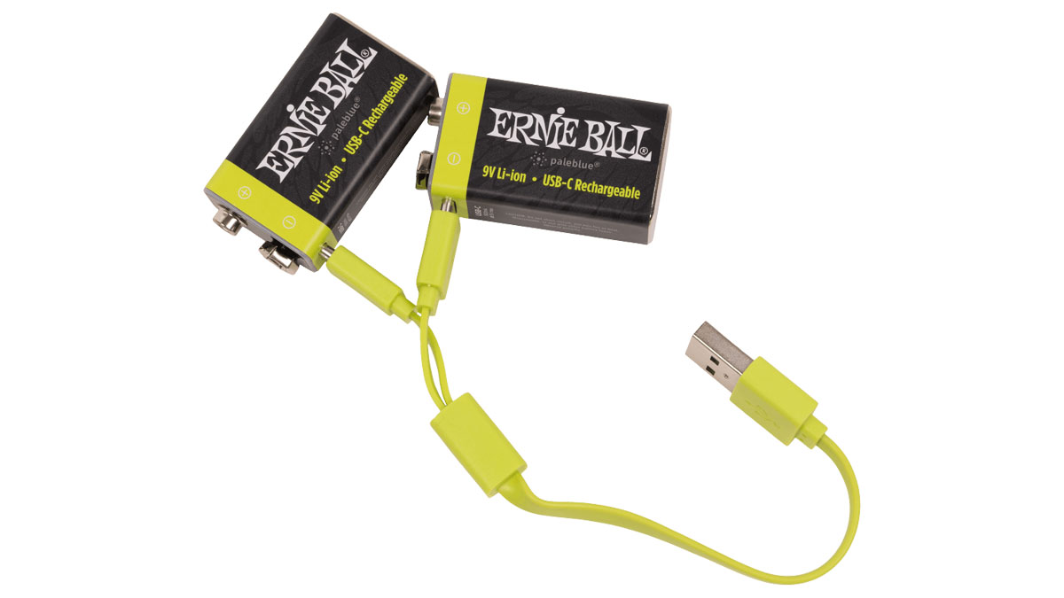 Ernie Ball Paleblue rechargeable USB-C batteries: can these be the green solution your touring rig needs? Available now in AA and 9V packs.