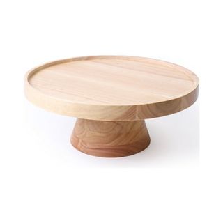 Better Homes & Gardens Rubber Wood Cake Stand, 12.52in Dia X 5in H, 3.9 Lb, Natural Wood Color