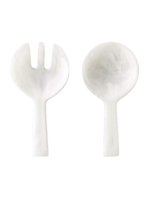 White Resin Salad Servers, Set of 2