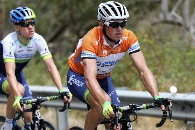 Race leader Simon Gerrans (Orica-GreenEdge) in the Ochre jersey