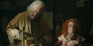 Liz Carr as Fenn alongside Simon Callow as Codringher in &#039;The Witcher&#039; season 2.