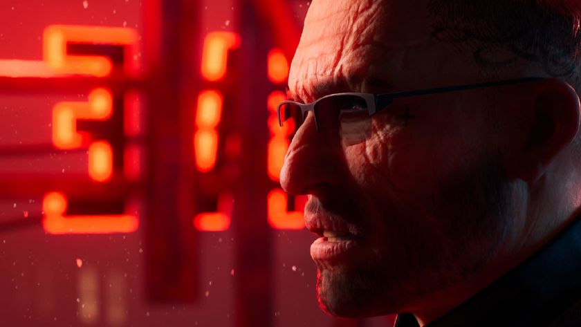 A close up of Benny in front of a neon sign in Vampire: The Masquerade - Bloodlines 2