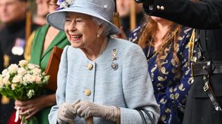 Queen Elizabeth II during the traditional Ceremony of the Keys at Holyroodhouse on June 27, 2022 in Edinburgh, Scotland.