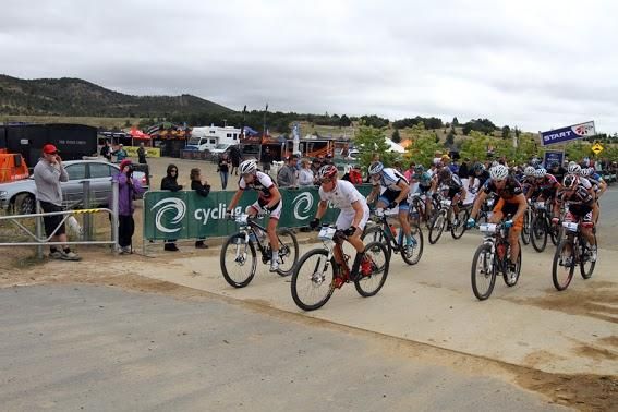 Start of the elite men's cross country race