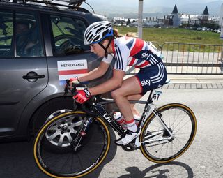 Lucy Garner in the women's road race at the 2014 World Road Championships