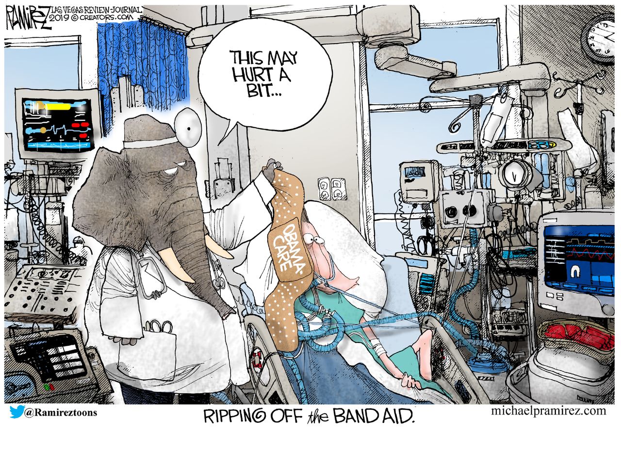 Political Cartoon U.S. Trump GOP Obamacare