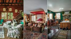 three images compiled of grand cottage in adirondacks