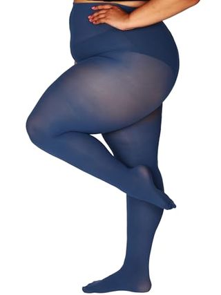 Honenna Queen Plus Size Tights, 20+ Colors Women's Curves Semi Opaque Stockings Nylons Pantyhose 1x 2x 3x 4x 5x 6x, 1-6 Pairs (1 Pair-Navy 1x-2x)