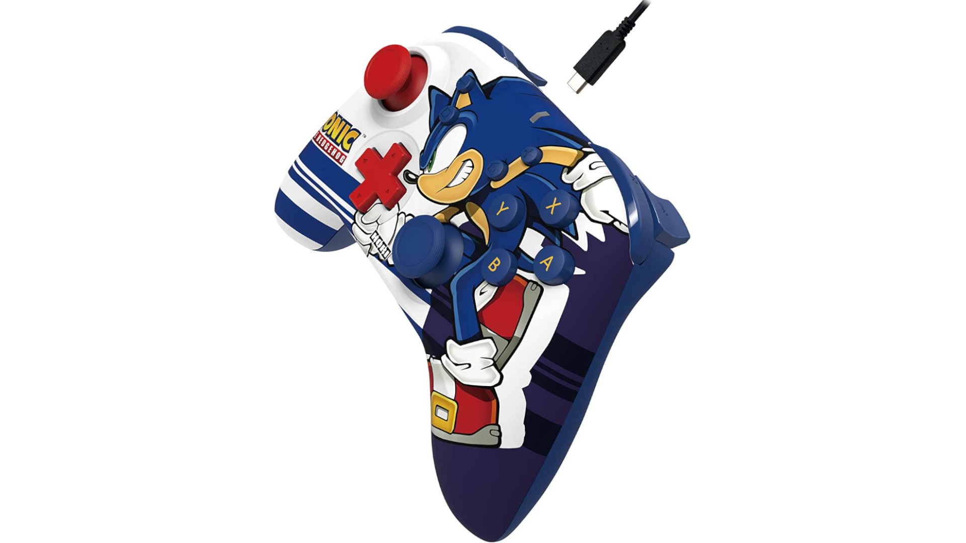 A sideshot of the Sonic Nintendo Switch Pro Controller