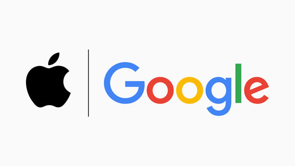 The Apple and Google logos next to each other