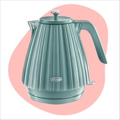 Three of the best kettles as rated and ranked by Ideal Home on pink background