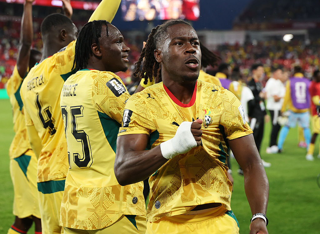 TORONTO, ONTARIO - JUNE 17: Brandon Thomas-Asante of Ghana celebrates the team&amp;amp;apos;s 1-0 victory in the FIFA World Cup 2026 Group L match between Ghana and Panama at Toronto Stadium on June 17, 2026