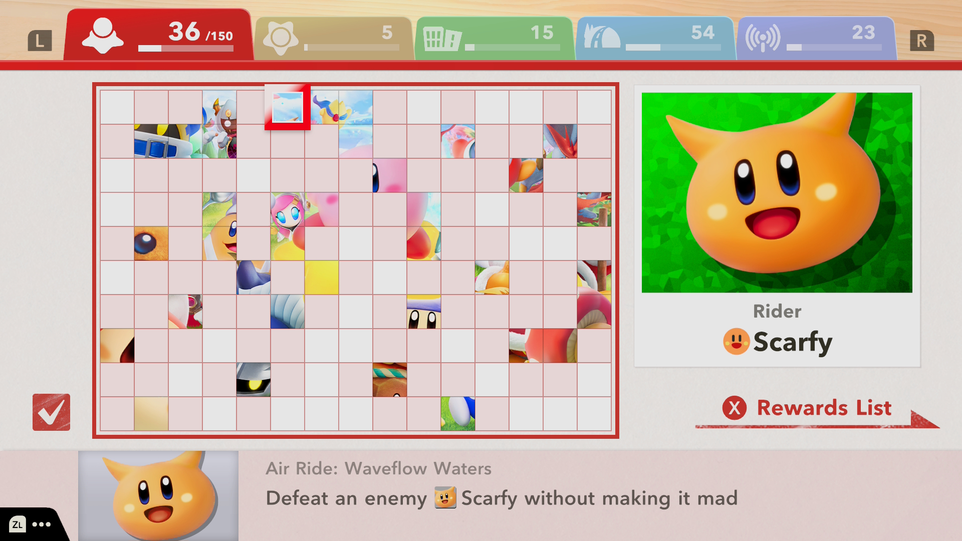 Checklist on Kirby Air Riders