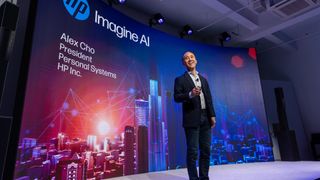 HP CEO Alex Cho on stage
