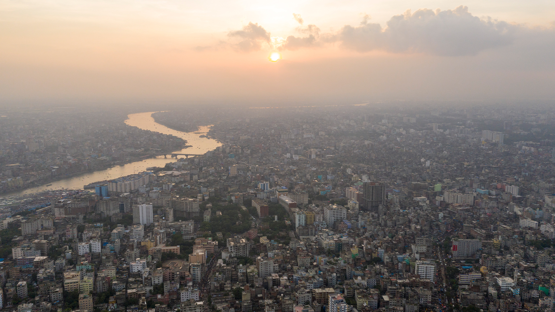 Aerial view of Dhaka City, Bangladesh.