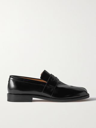 Tabi Split-Toe Glossed-Leather Loafers