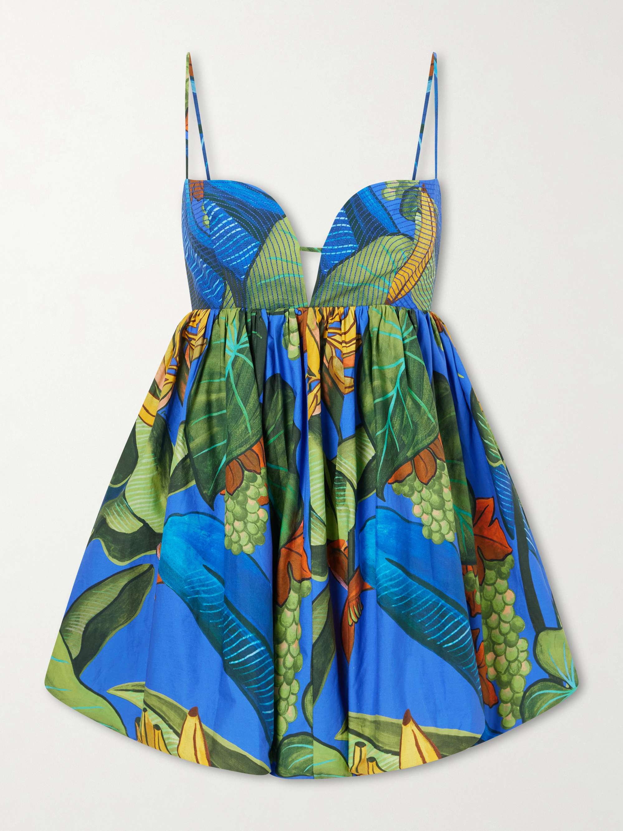 Banana Grapes Printed Linen-Blend Mini Dress