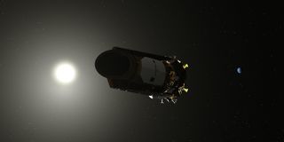 An artist's illustration of NASA's Kepler space telescope, which is out of fuel. Kepler team members beamed a decommissioning "goodnight" command to the observatory on Nov. 15, 2018.
