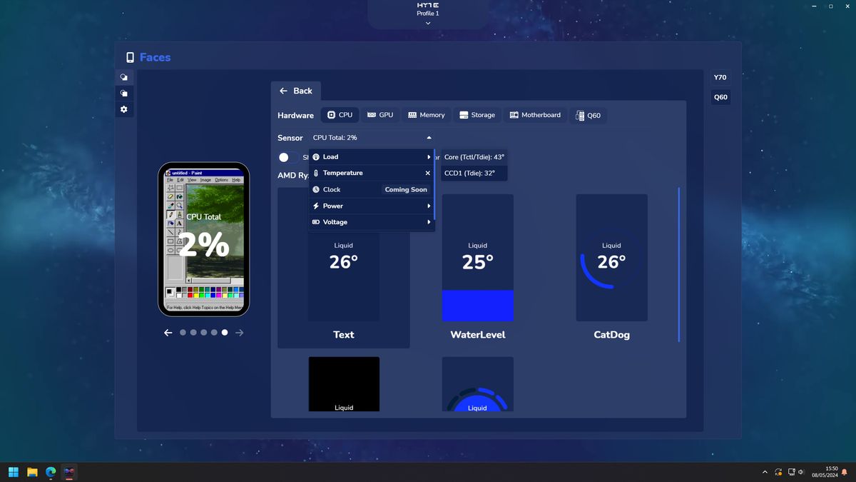 HYTE Nexus settings for THICC Q60 all in one cooler