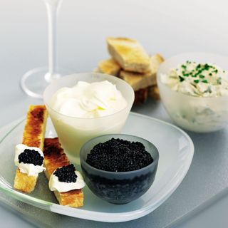 Herring Caviar, Creme Fraiche and Toasted Brioche Fingers