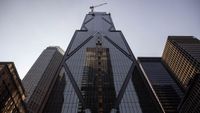 The JP Morgan building shot from below 