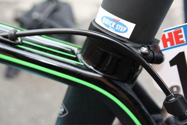 Cavendish's name is is part of the green stripe on the fork
