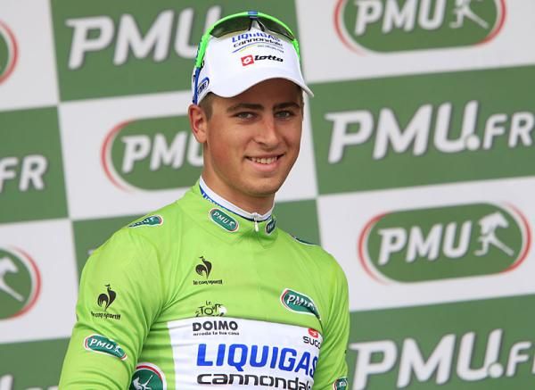 Peter Sagan (Liquigas-Cannondale) on the podium