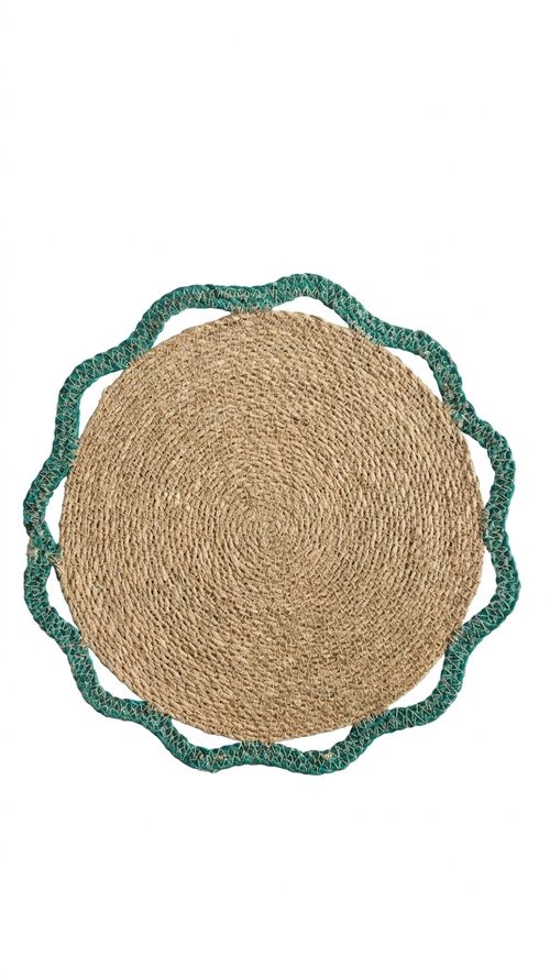 Nina Campbell Set of 2 Teal Blue Woven Seagrass Placemats