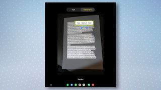 Samsung scan app with document in view and extract text option