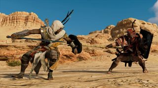 Bayek faces off against one of the Phylakes