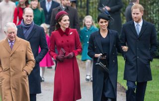 Prince Harry, Meghan Markle, Prince Harry, Kate and Prince Charles all walking