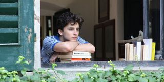 Timothee Chalamet with books in Call Me By Your Name