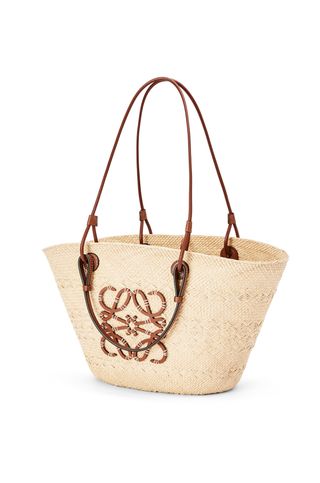 Medium Anagram Basket Bag in Iraca Palm and Calfskin