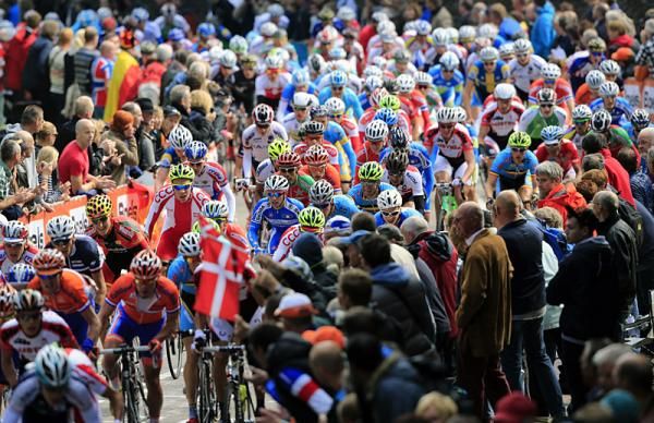 The peloton in action during the U23 men's road race world championship.