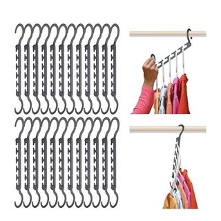 Wonder Hanger Max 24-Pack Space Saving Hangers, Reinforced Hooks Swivels 360°, Cascading Hanger, College Dorms & Storage Closet Organizer, Fully Assembled – Grey