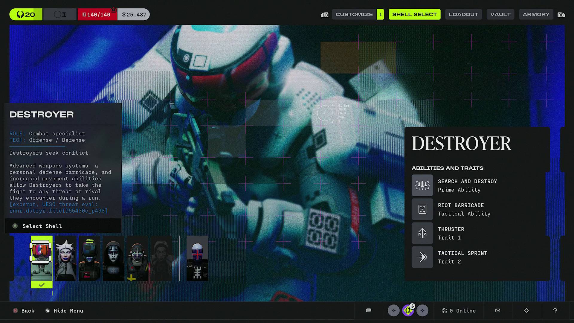 Marathon characters Destroyer runner shell